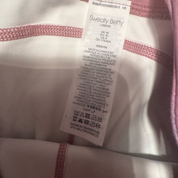 Sweaty Betty Pastel Pink and Blue Print Leggings, medium - Picture 3 of 7